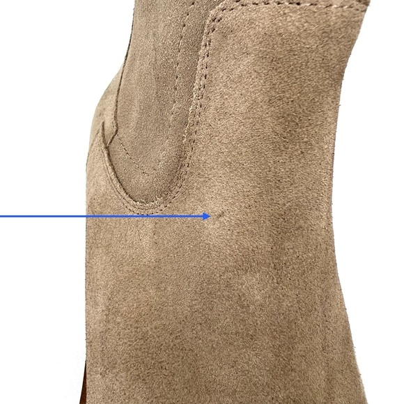 NEW Lucky Brand Wadier Booties Size 7.5 Wedge Heel Tan Suede Ankle Boots New - Picture 8 of 11